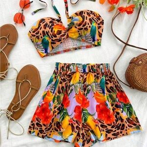 Tropical Print Two-Piece Set